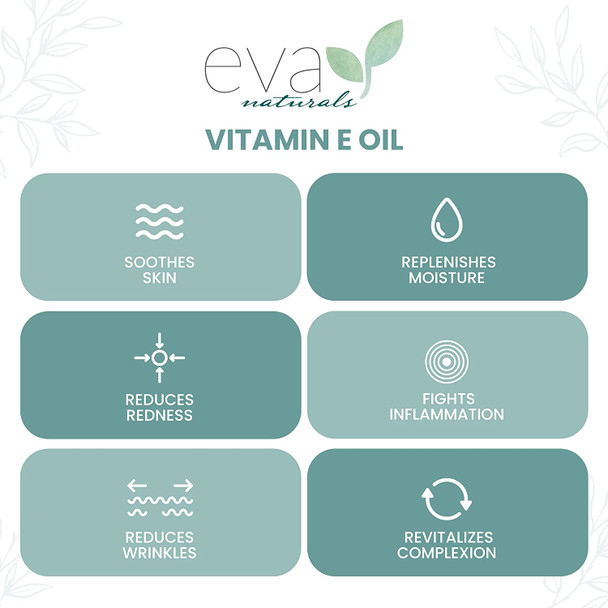 Eva Naturals  Vitamin E Oil for Skin Care  Vitamin E Oil for Skin  Vitamin E Oil for Skin Scar  XL 2 Oz.