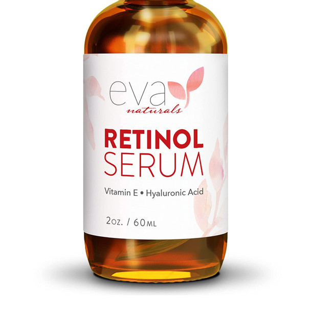 Retinol Serum by Eva Naturals  2.5 Retinol Serum for Face with Hyaluronic Acid Vitamin E  Organic Aloe  Retinol Face Serum that Reduce Wrinkles Fine Lines  Dark Spots  Anti Aging Serum 2 oz