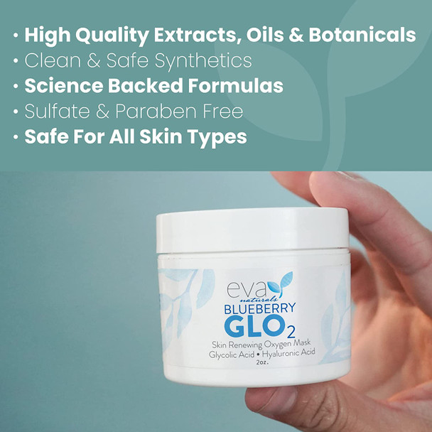 Eva Naturals GLO2 Oxygen Clay Masks For Face Skin Care  Exfoliating Pore Minimizer Face Masks Skin Care  Antiaging Facial Skin Care Products  Hydrate  Restore All Skin Types  2 Oz
