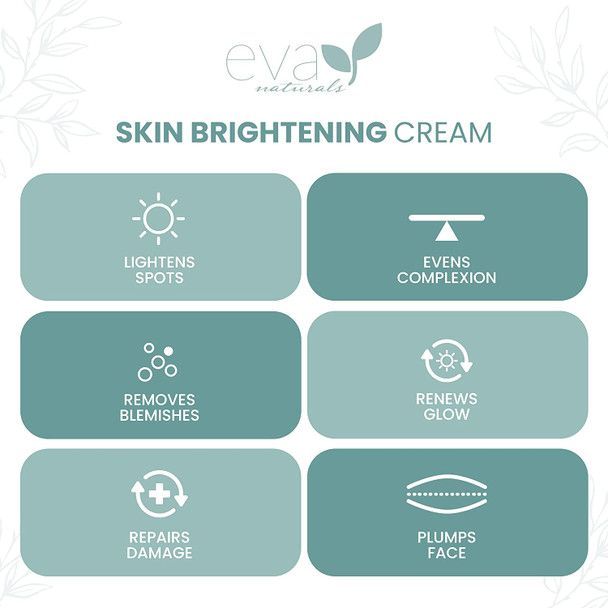Skin Brightening Cream by Eva Naturals 4 oz  Hyperpigmentation Cream Dark Spot Remover for Face  Helps Boost Collagen Production  Dark Spot Corrector  With Bearberry Licorice Kojic Acid