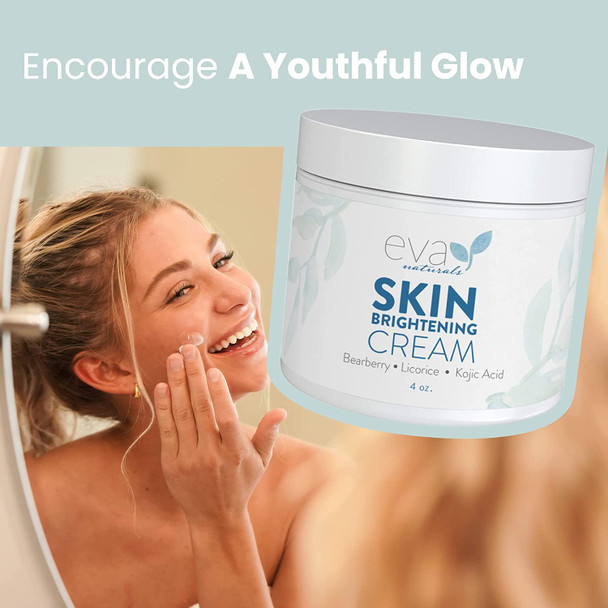 Skin Brightening Cream by Eva Naturals 4 oz  Hyperpigmentation Cream Dark Spot Remover for Face  Helps Boost Collagen Production  Dark Spot Corrector  With Bearberry Licorice Kojic Acid