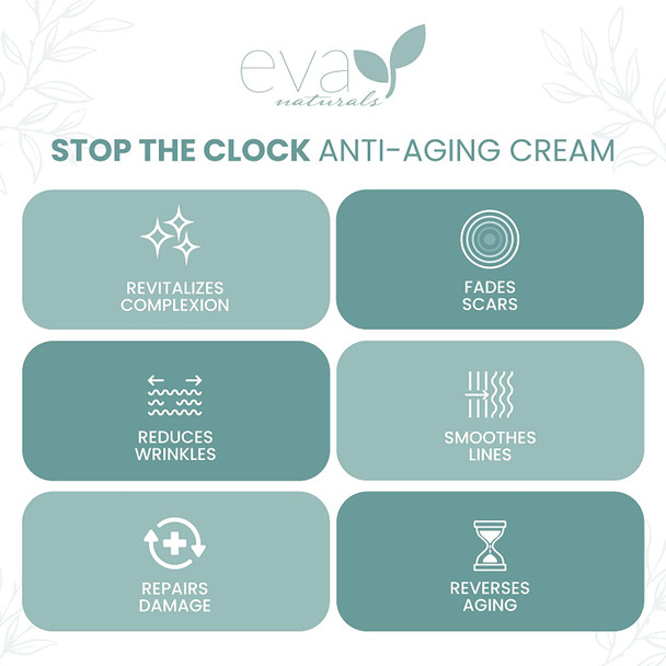 Eva Naturals Stop the Clock AntiAging Cream 1.7oz  Face Moisturizer Visibly Reduces Wrinkles Facial Skin Care Products With Glycolic  Moisturizer for Face  Premium Quality Face Cream