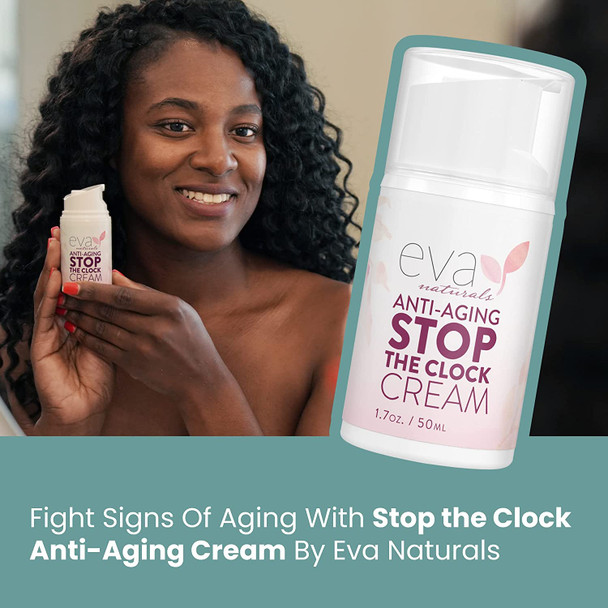 Eva Naturals Stop the Clock AntiAging Cream 1.7oz  Face Moisturizer Visibly Reduces Wrinkles Facial Skin Care Products With Glycolic  Moisturizer for Face  Premium Quality Face Cream