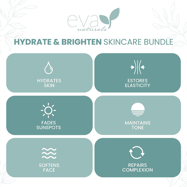 Eva Naturals Hydrate and Brighten Skincare Bundle  Includes Hyaluronic Acid Serum and 20 Vitamin C Serum  Restores Lost Moisture Plumps Skin while Toning and Smoothing the Complexion