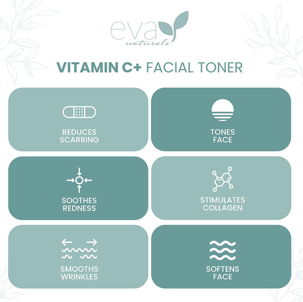 Eva Naturals Vitamin C Facial Toner  Hydrating Pore Minimizer Face Toner for Men and Women with Witch Hazel  Rose Water Nourishes Skin Through Hydration  4 Oz