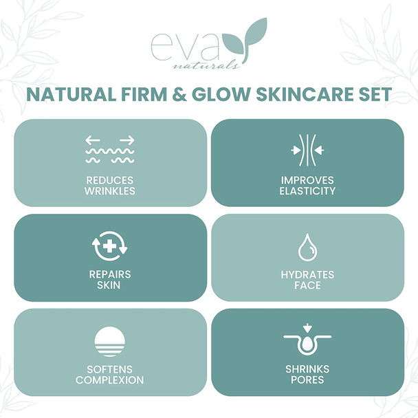 Natural Firm  Glow Skincare Set of 3 Serums  Skin Care Products With 20 Vitamin C Serum Peptide Complex Serum Niacinamide Vitamin B3 Serum  Peptides Serum for Face  Face Serum by Eva Naturals