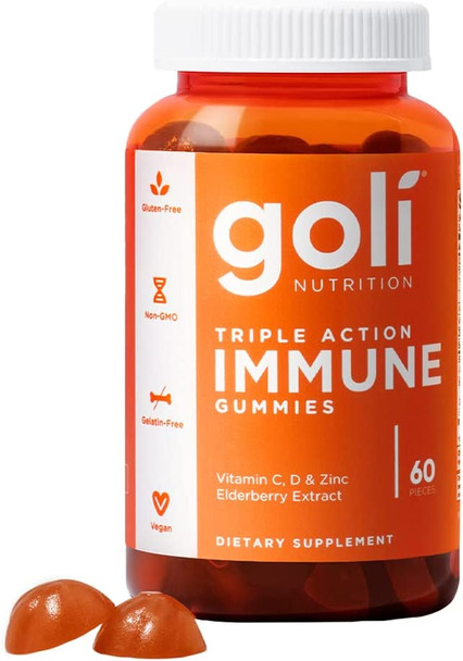 Goli Immune Gummy Vitamin  60 Count  Elderberry Vitamin C D  Zinc PlantBased Vegan NonGMO GlutenFree  GelatinFree