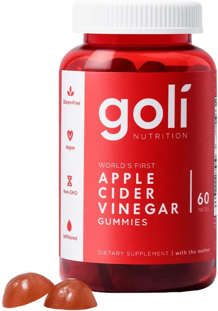 Goli Apple Cider Vinegar Gummy Vitamins  60 Count  Vitamins B9  B12 GelatinFree GlutenFree Vegan  NonGMO