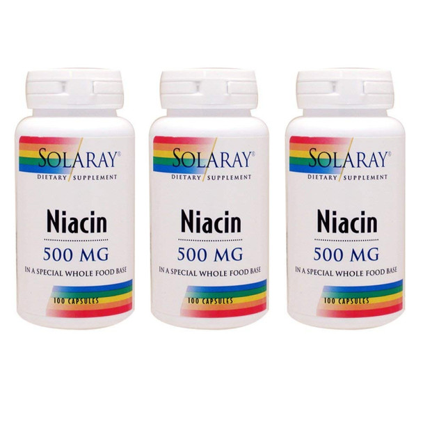 Niacin 500mg Solaray 100 VegCaps (3 Pack)