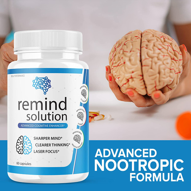 2 Pack Remind Solution for Memory Advanced Cognitive Brain Health Function Focus Max Concentration Recall Supplement 120 Capsules