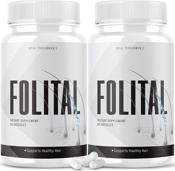 2 Pack Folital Hair Growth Regrowth Vitamins Pills for Men Dietary Supplements 120 Capsules