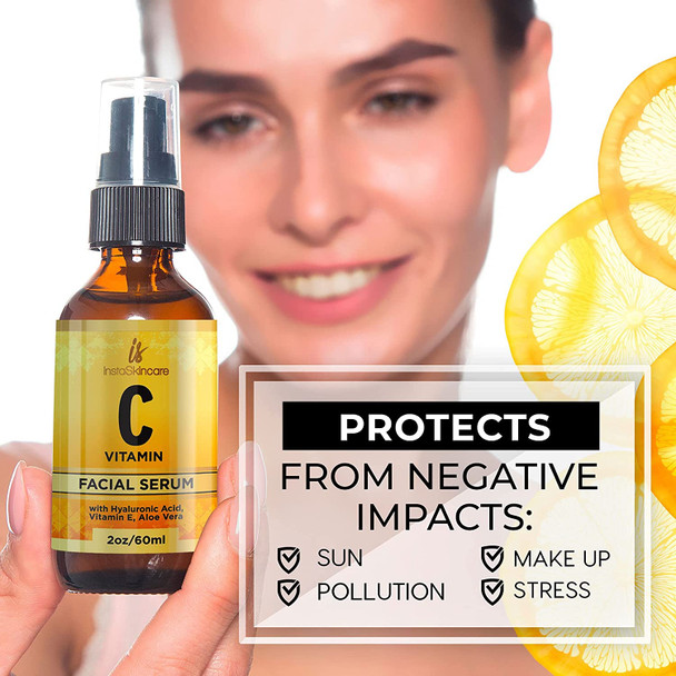 InstaSkincare Perfect Skin Bundle  Vitamin C Serum 2Oz  Collagen Peptides Powder for Women 1Lb