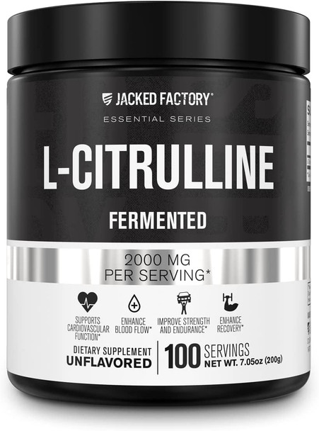 LCitrulline Fermented Powder Supplement 2000 mg Per Serving  Supports Nitric Oxide Levels  Athletic Performance  100 Servings Unflavored