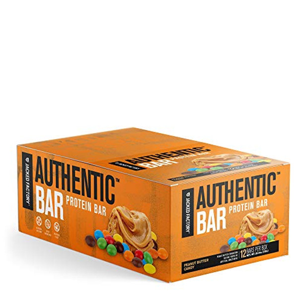 Authentic Bar Peanut Butter Candy Protein Bars  Tasty Meal Replacement Energy Bars w/ 16g Whey Protein Isolate Natural Sugars from Pure Honey Healthy Fat Peanut Butter Foundation  12 Pack