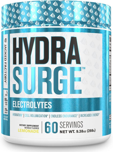 HYDRASURGE Electrolyte Powder  Hydration Supplement with Key Minerals Himalayan Sea Salt Coconut Water More  Keto Friendly Sugar Free  Naturally Sweetened  60 Servings Refreshing Lemonade