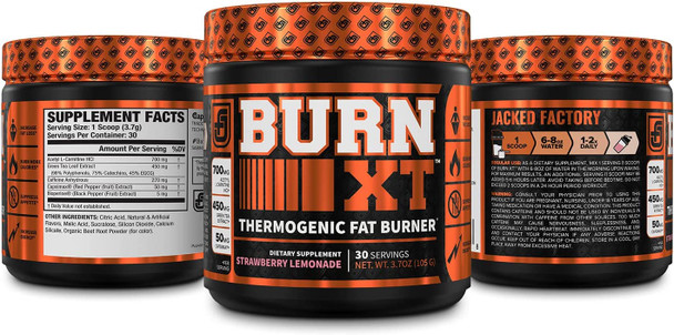 BurnXT Thermogenic Fat Burner Powder  Weight Loss Supplement Appetite Suppressant Pre Workout Energy Booster  Acetyl L Carnitine Green Tea Extract EGCG Capsimax  30 Sv Strawberry Lemonade