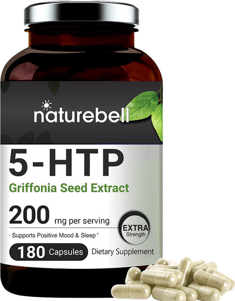 NatureBell 5HTP Supplement 200mg Per Serving 180 Capsules