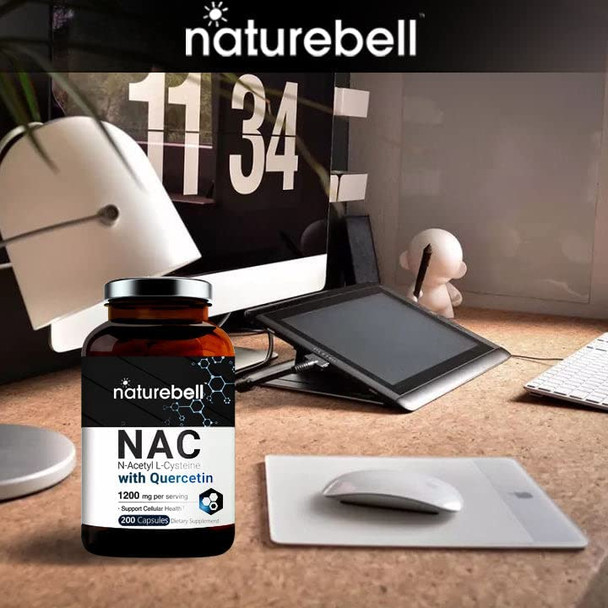 NAcetylCysteine NAC 1200mg Per Serving 200 Capsules NAC 600mg with Quercetin Per Capsule Double Strength NAC Supplements Support Liver  Lung Health NonGMO No Gluten