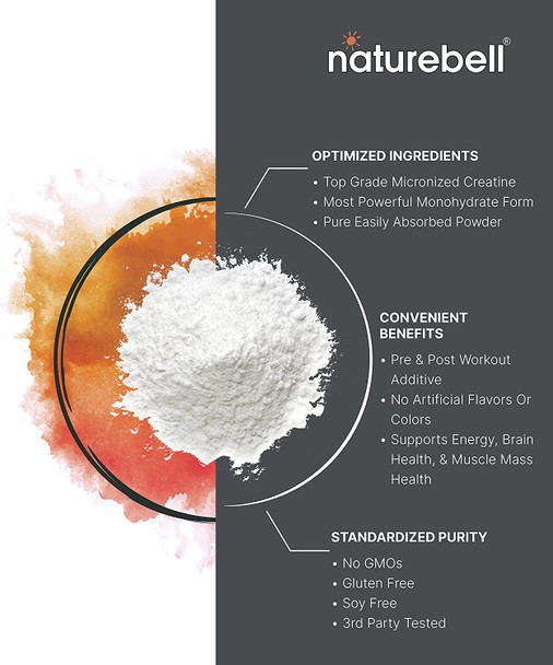 Naturebell Creatine Monohydrate Powder 1 KG 5000mg Per Serving Pure Unflavored Creatine Powder  Micronized  Pre Workout  Keto  Vegan  Dissolves Easy  Filler Free  200 Servings 2.2Lbs