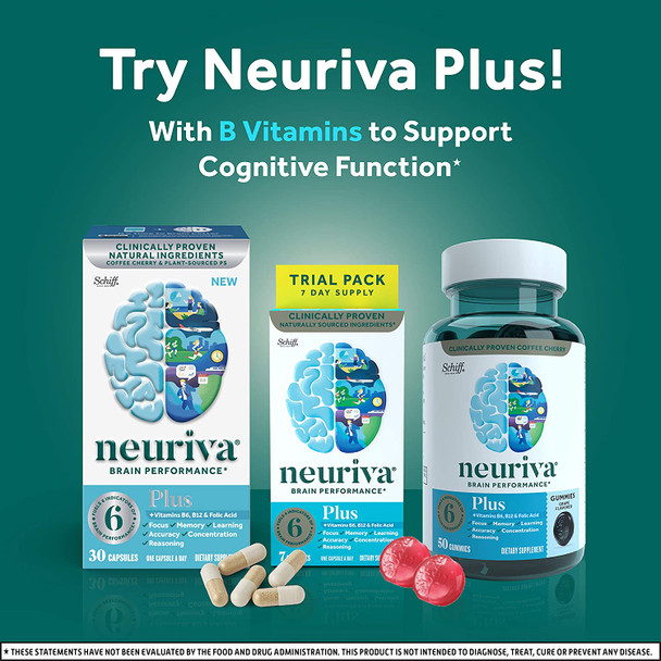 NEURIVA Original Brain Performance 30 count Brain Support Supplement With Natural Ingredients 1 ea Pack of 3