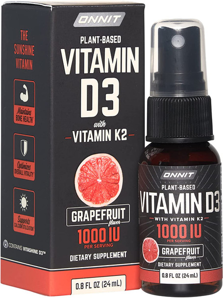 Onnit Labs Vitamin D3 Spray K2 Grapefruit 0.8 Fl Oz