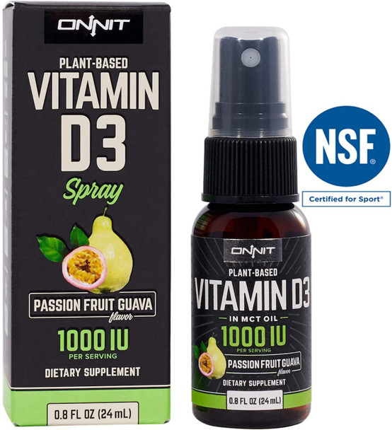 Onnit Labs Vitamin D3 Spray K2 Passion Fruit Guava 0.8 Fl Oz
