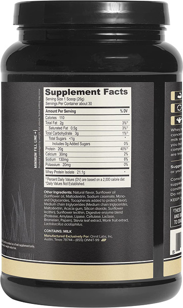 Onnit Grass Fed Whey Isolate Protein  Vanilla 30 Servings
