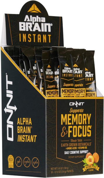ONNIT Nootropic Stack  Alpha Brain Capsules 30ct  Alpha Brain Instant  Natural Peach 30ct