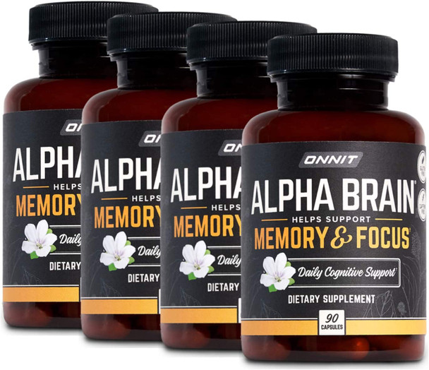 ONNIT Alpha Brain 360ct  Premium Nootropic Brain Supplement  Focus Concentration  Memory  Alpha GPC L Theanine  Bacopa Monnieri