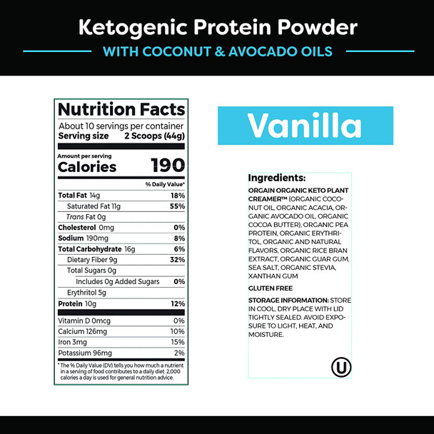 Orgain Keto PlantBased Protein Powder Vanilla  Keto Friendly Organic Vegan Gluten Free Organic Prebiotic Fiber 0.97 Pound  Keto Collagen Protein Powder with MCT Oil Chocolate  0.88 Pound