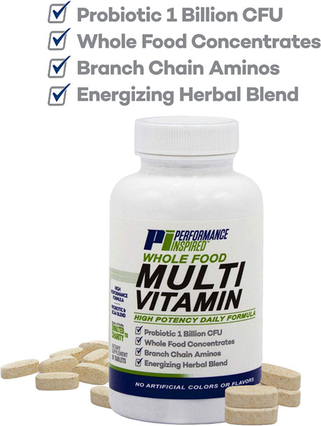 Performance Inspired Nutrition  Whole Food Multi Vitamin  1 Billion CFU Probiotics  BCAAs  Energizing Herbal Complex  90 Count