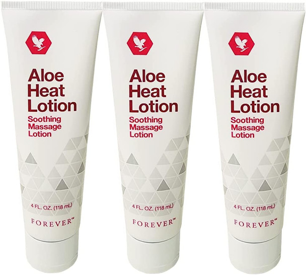 Forever Aloe Heat Lotion Soothing Warm Massage Body arm Foot Lotion Cool Relaxing Scent Menthol Nourish Skin 4FL. OZ 118 ml Pack of 3