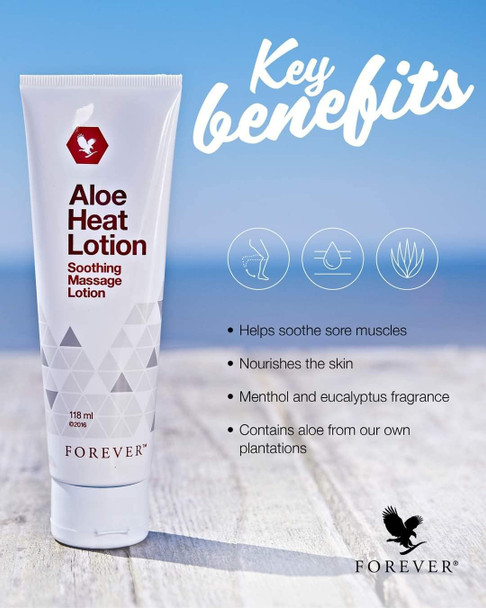 Forever Aloe Heat Lotion Soothing Warm Massage Body arm Foot Lotion Cool Relaxing Scent Menthol Nourish Skin 4FL. OZ 118 ml Pack of 3