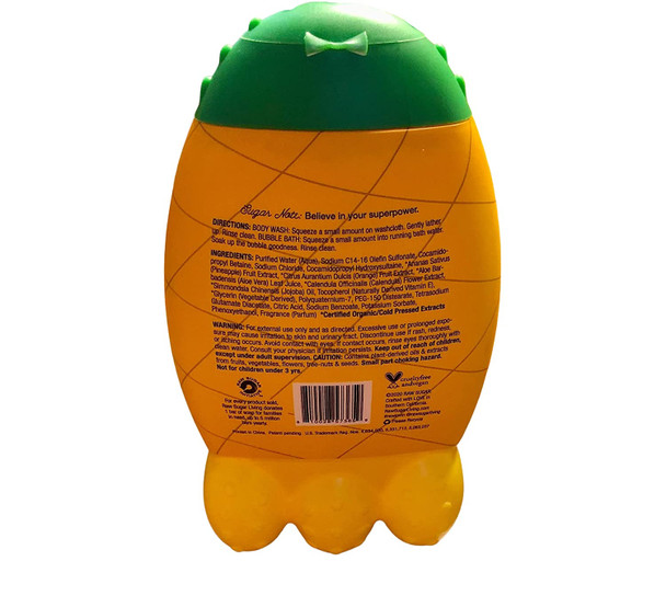 Raw Sugar Kids Bubble Bath and Body Wash Bundle Pineapple Orange