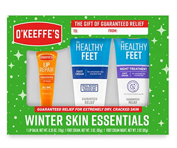 OKeeffes Winter Skin Essentials Healthy Feet Cream Night Treatment and Lip Repair Set