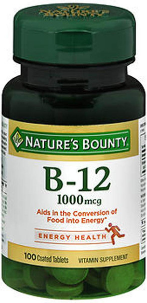 Nature's Bounty Vitamin B-12 1000 mcg Supplement - 100 Tablets, Pack of 3