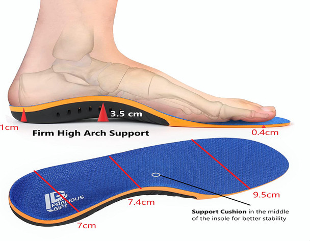 Plantar Fasciitis Orthotic Shoe InsertsAthletic Running Insoles for Women and Men Firm High Arch Support Gel Comfort Shoe Insoles Relieves Flat Feet metatarsalgia Pronation supination Heel Pain