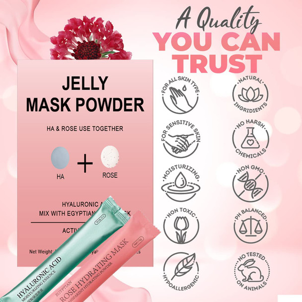 Jelly Facial Mask Peel Off Crystal Face Jelly Mask Powder Hydrating Gel Peel Off Rubber Hyaluronic Acid Essence Sets Diy Spa AntiAging Egyptian Rose Powder Natural Facial Jelly Mask Powder Hyaluronic Acid 10 PCS