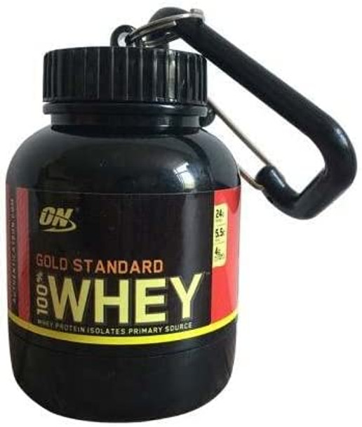 Protein and Supplement Gym Keychain Black Gold Standard 100 Whey