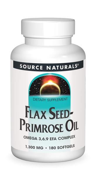 SOURCE NATURALS Flax Seed-Primrose Oil 1300 Mg Soft Gel, 180 Count