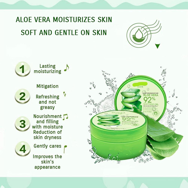 Soothing 92 percent Gel Aloe Vera Moisturizing Relief after sun Hydrating skin improves skin texture glowing skin use on face body arms aloe gel keeps skin healthy and refreshing