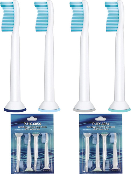 Sensitive Replacement Toothbrush Heads fits Most HX6054 Series Electric Toothbrush Heads 8 White Brush Heads