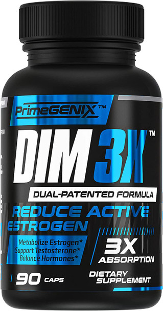 PrimeGENIX DIM 3X Diindolylmethane DIM Supplement for Estrogen Metabolism Hormone Balance  Body Building