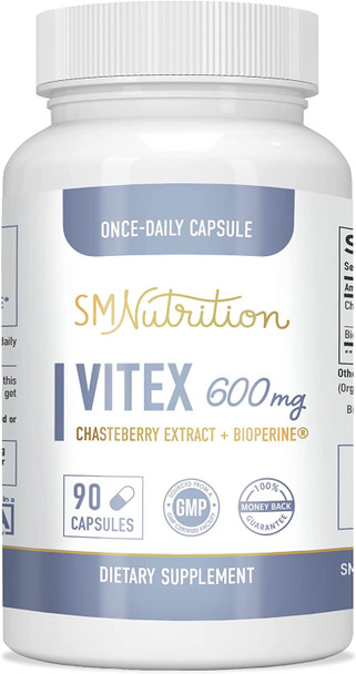 Vitex Supplement for Women 600mg 90 Capsules 3Month Supply Chasteberry Supplement for Women Supports Hormone Balance Menopause PMS Formulated GlutenFree Vegetarian