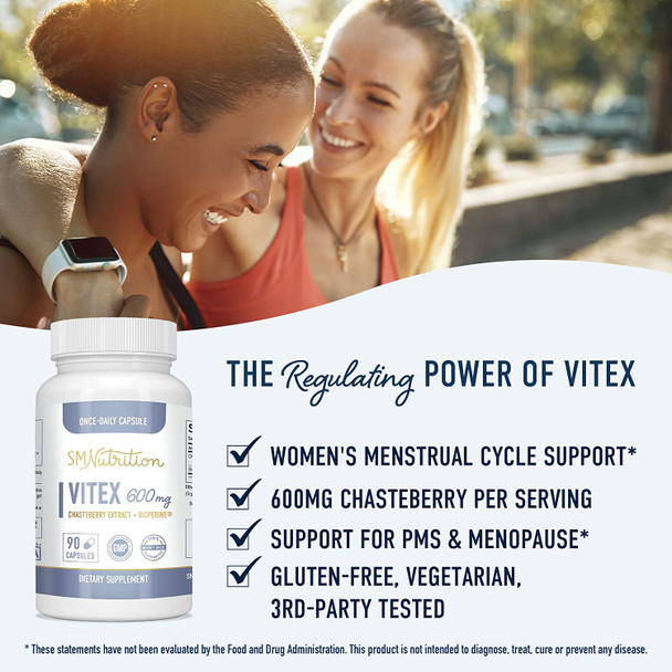 Vitex Supplement for Women 600mg 90 Capsules 3Month Supply Chasteberry Supplement for Women Supports Hormone Balance Menopause PMS Formulated GlutenFree Vegetarian