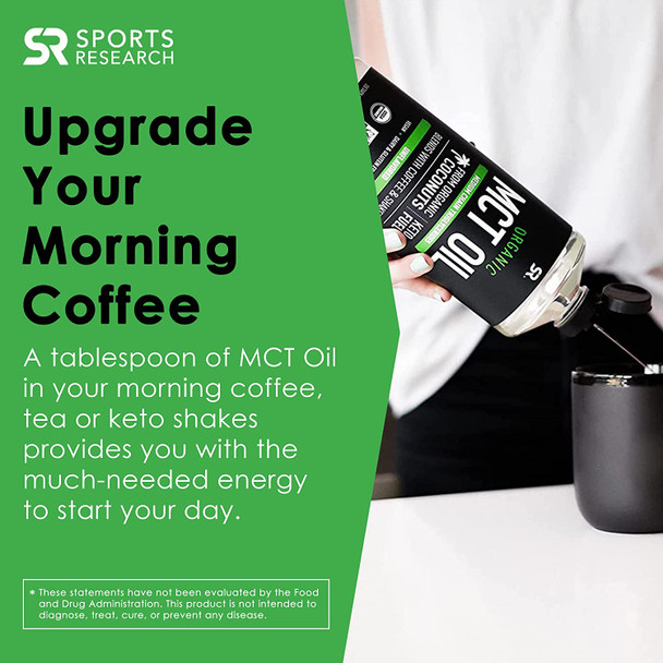 Sports Research Keto MCT Oil from Organic Coconuts Fatty Acid Fuel for Body  Brain Dual Ingredient C8 and C10 MCTs Perfect in Coffee Tea  More NonGMO  Vegan Unflavored 40 Oz