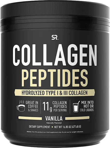 Sports Research Collagen Powder Supplement Vital for Healthy Joints Bones  Nails Hydrolyzed Protein Peptides Great Keto Friendly Nutrition for Men  Women Mix in Drinks Vanilla 16.9 Oz