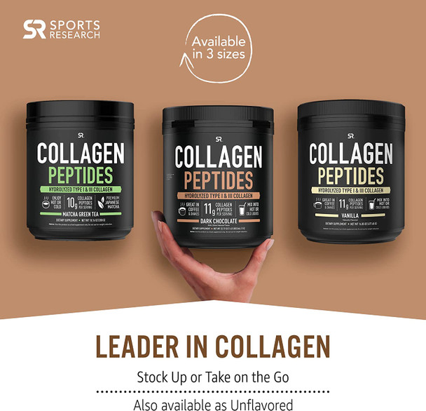 Sports Research Collagen Powder Supplement Vital for Healthy Joints Bones  Nails Hydrolyzed Protein Peptides Great Keto Friendly Nutrition for Men  Women Chocolate 22.72 Oz