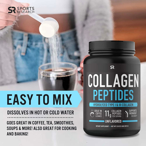 Sports Research Collagen Peptides 32oz  Digestive Enzymes 90ct Bundle