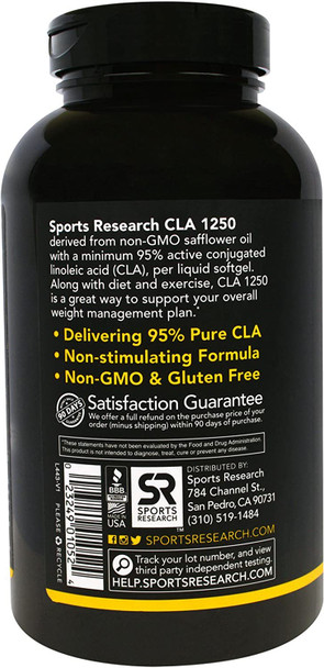 CLA 1250 Max Potency 1250 mg 180 Softgels Sports Research